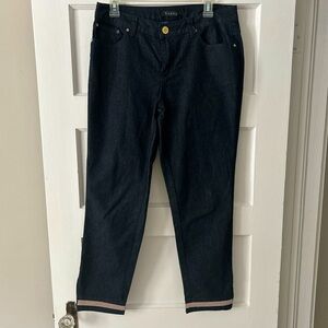 Baccini dark wash embellished cropped jeans , 10